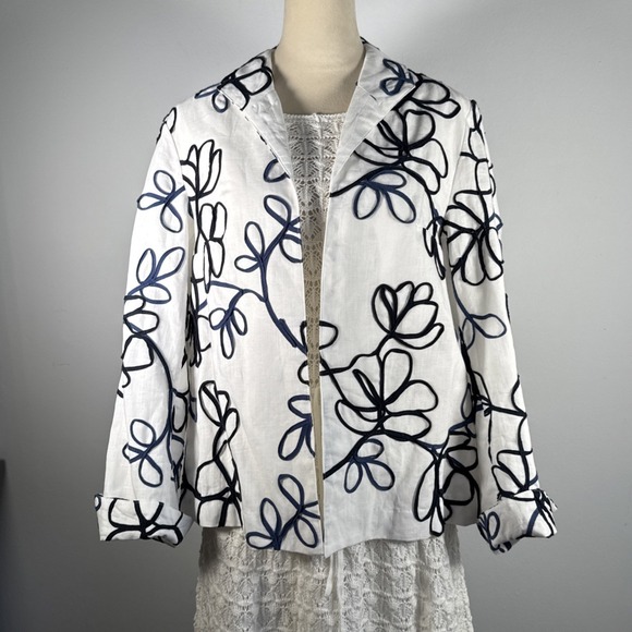 Coldwater Creek Floral Embroidered Jacket Women's 14 Artsy Boho Resort Chic Coat - Picture 2 of 12